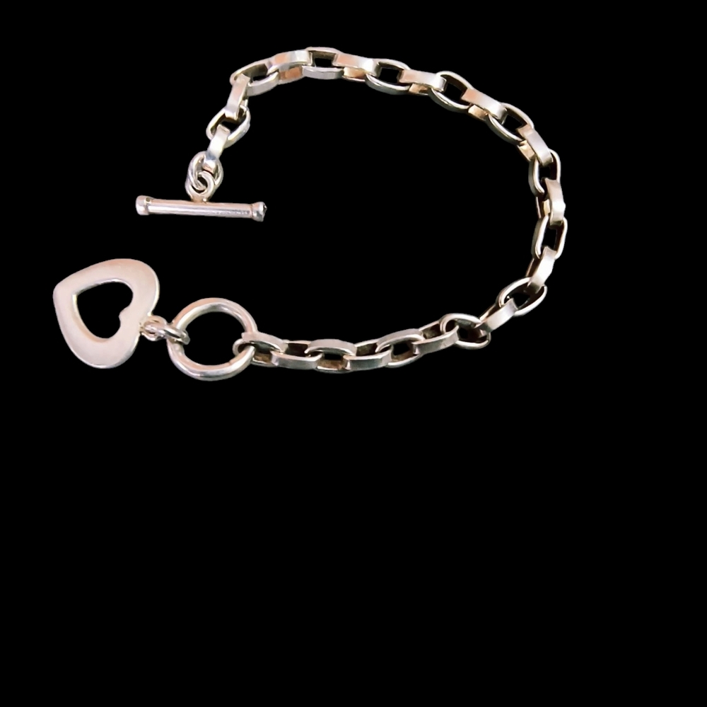 Silpada Sterling Silver Rolo Chain Heart Toggle Bracelet - Picture 3 of 12